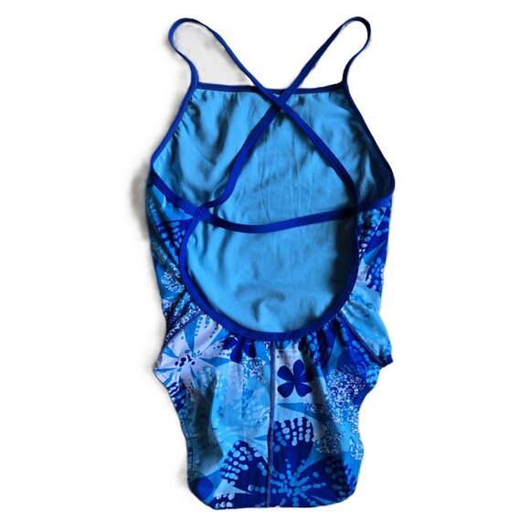 NWOT Women's 36/10 Speedo Endurance 1-Piece Competition Swim Suit, Blue/White - Picture 2 of 4